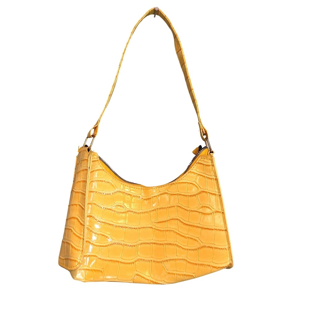 Faux Croc Vegan Leather 90s‎ Style Y2K Shoulder Hobo Bag Purse Yellow